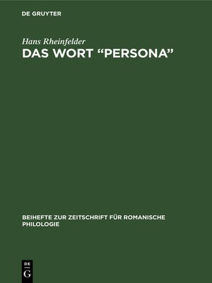 cover image of Das Wort "Persona"